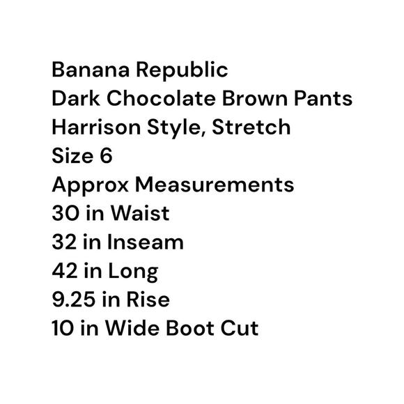BANANA REPUBLIC Harrison Women’s Size 6 Brown Pants Stretch Cotton Wide Leg - Picture 4 of 6
